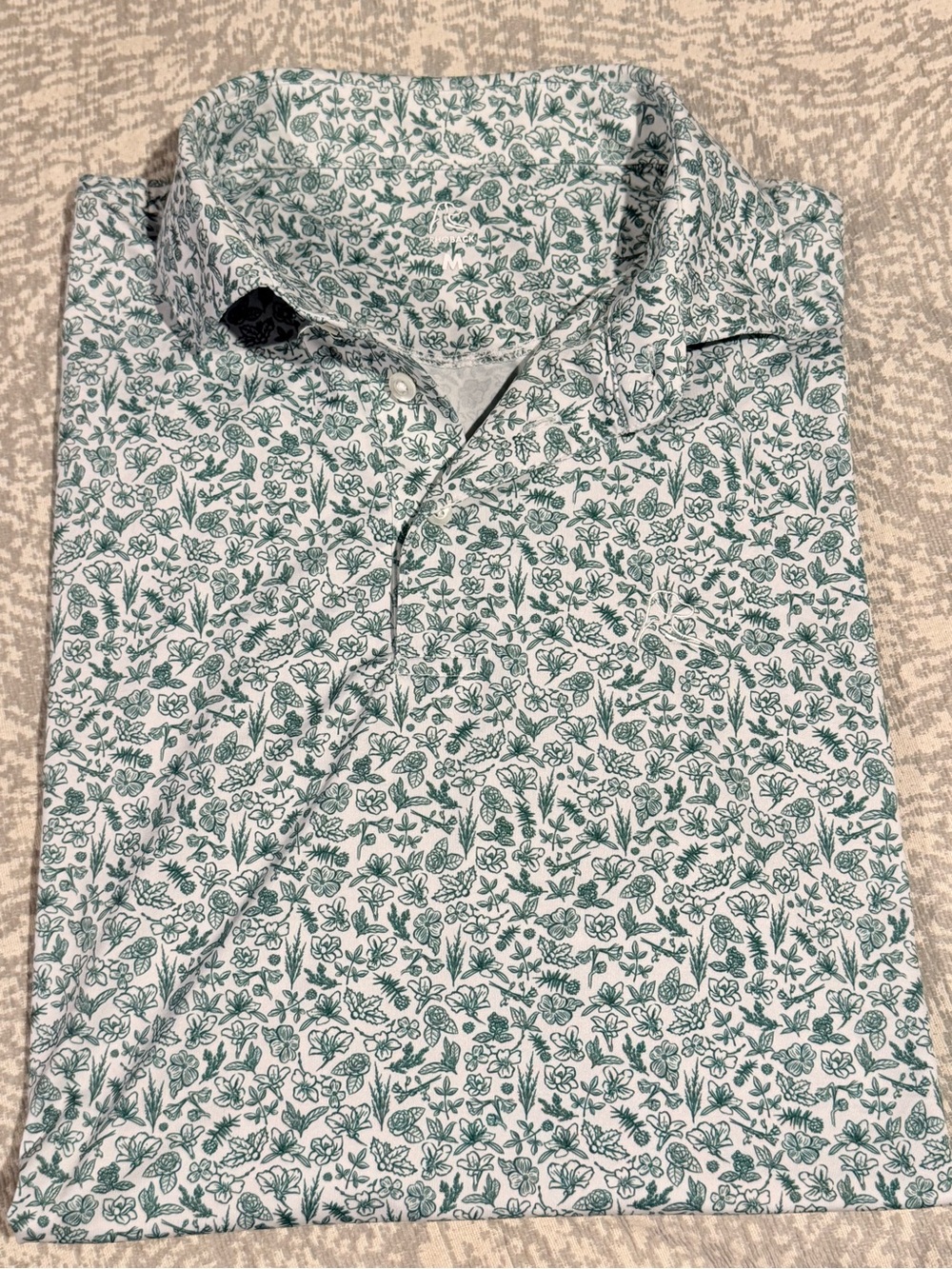 Rhoback /// Men’s Polo "The 19th Hole" Masters Green White Floral Pattern